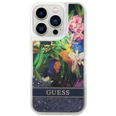 Guess Guess Liquid Glitter Flower - Kryt Na Iphone 14 Pro Max (Modrý)