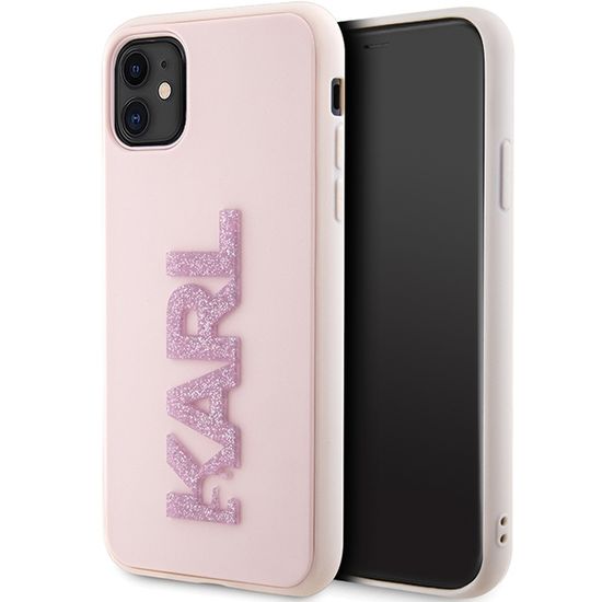 Karl Lagerfeld Karl Lagerfeld 3D Rubber Glitter Logo - Kryt Na Iphone 11 (Růžový)