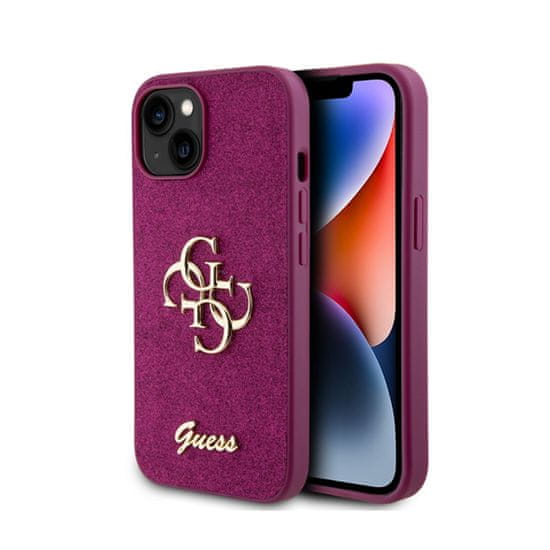 Guess Guess Glitter Script Big 4G - Kryt Na Iphone 15 (Fialový)