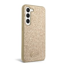 Guess Guess Glitter Flakes Metal Logo Case - Samsung Galaxy S23+ Pouzdro (Zlaté)