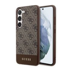 Guess Kolekce Kovového Loga Guess 4G Bottom Stripe – Pouzdro Na Samsung Galaxy S23 (Hnědé