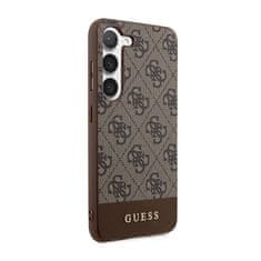 Guess Kolekce Kovového Loga Guess 4G Bottom Stripe – Pouzdro Na Samsung Galaxy S23 (Hnědé