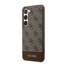 Guess Kolekce Kovového Loga Guess 4G Bottom Stripe – Pouzdro Na Samsung Galaxy S23 (Hnědé