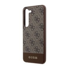 Guess Kolekce Kovového Loga Guess 4G Bottom Stripe – Pouzdro Na Samsung Galaxy S23 (Hnědé