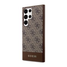 Guess Kolekce Kovového Loga Guess 4G Bottom Stripe – Pouzdro Samsung Galaxy S23 Ultr