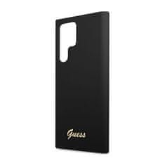 Guess Guess Silicone Script Metal Logo - Samsung Galaxy S23 Ultra Pouzdro (Černé)