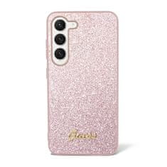 Guess Guess Glitter Flakes Metal Logo Case - Samsung Galaxy S23+ Pouzdro (Růžová)