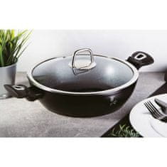 Berlingerhaus Pánev WOK s poklicí a mramorovým povrchem 30 cm Black Silver Collection BH-7113