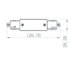 Light Impressions Deko-Light 1-fázový kolejnicový systém, D One podélná spojka s napájením levé-pravé, 220-240V bílá RAL 9016 121 mm 720012