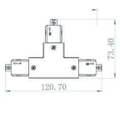 Light Impressions Deko-Light 1-fázový kolejnicový systém, D One T-spojka, pravé-pravé-levé, 220-240V bílá RAL 9016 121 mm 720022