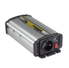 Carspa Napěťový měnič CAR600U-122 12V/230V+USB 600W, modifikovaná sinus (náhrada za CAR500-12)