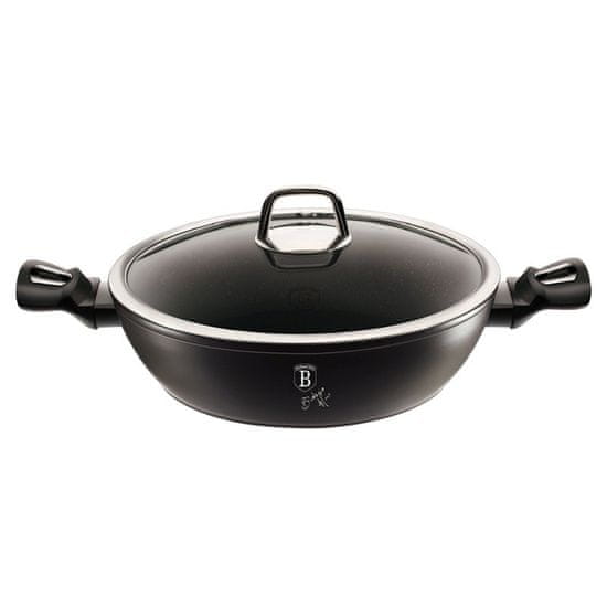 Berlingerhaus Pánev WOK s poklicí a mramorovým povrchem 30 cm Black Silver Collection