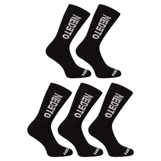 Nedeto 5PACK ponožky vysoké černé (5NDTP001-brand)
