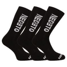 Nedeto 3PACK ponožky vysoké černé (3NDTP001-brand) - velikost M