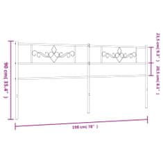 Greatstore Kovové čelo postele černé 193 cm