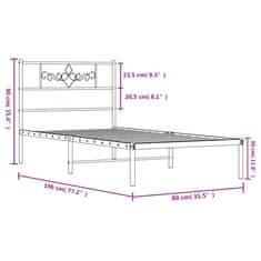 Vidaxl Kovový rám postele bez matrace s čelem bílý 75 x 190 cm