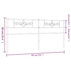 Greatstore Kovové čelo postele černé 180 cm