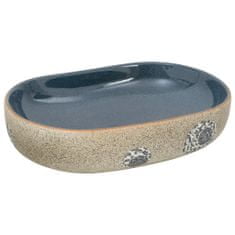 Vidaxl Umyvadlo na desku pískové a modré oválné 59x40x14 cm keramika