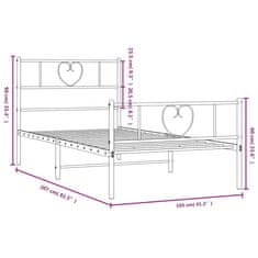 Vidaxl Kovový rám postele s hlavovým a nožním čelem bílý 100 x 200 cm