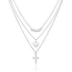 JVD Nadčasový stříbrný trojitý náhrdelník SVLN0384X61BI45