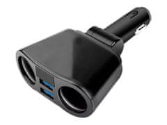 Verk 10074 Rozbočovač pro autozapalovač 2x USB, 12-24V, Voltmetr