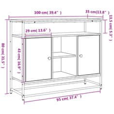 Vidaxl Příborník kouřový dub 100 x 35 x 80 cm kompozitní dřevo