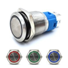 motoLEDy Vypínač, LED tlačítko 18 mm 3 barvy v 1, 12V