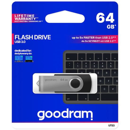 shumee Pendrive 64GB USB 3.2 Gen 1 UTS3 černý