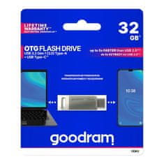 shumee Pendrive 32GB, dva konektory USB 3.2 + USB-C OTG ODA3, stříbrný