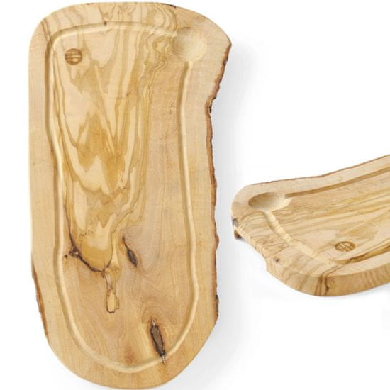 shumee Servírovací deska z olivového dřeva s drážkou 400 x 250 x 18 mm - Hendi 505212