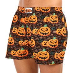 Styx Pánské trenky art klasická guma nadrozměr Halloween dýně (E1755) - velikost 4XL