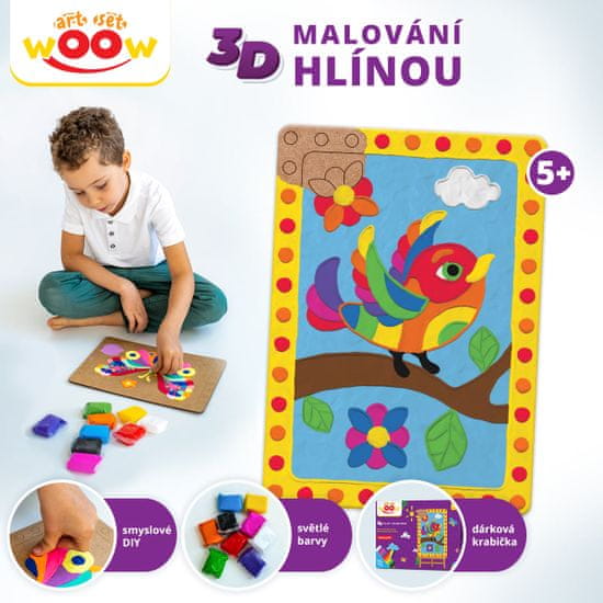 Kids DO  Kreativní sada na 3D malování hlínou - Ptáček 20 X 29 cm