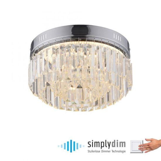 PAUL NEUHAUS PAUL NEUHAUS LED stropní svítidlo chrom s křišťalovými přívěsky stmívatelné paměťová funkce SimplyDim 3000K PN 6181-17