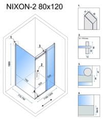 REA Sprchová kabina NIXON 80x120, varianta levá