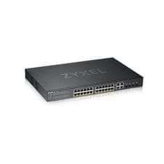 Zyxel GS1920-24HPv2, 28 Port Smart Managed PoE Switch 24x Gigabit Copper PoE and 4x Gigabit dual pers., hybird mode, sta