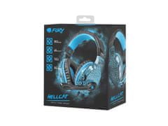 FURY Gaming Fury Herní sluchátka s mikrofonem Hellcat, drátové, modré podsvícení, jack 3,5mm, kabel délka 2m, černá