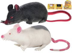 Myš strečová natahovací 12 cm (bílá, černá)