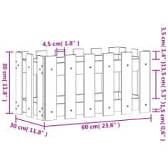 Vidaxl Zahradní truhlík plotový design 60x30x30 cm masivní borovice