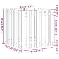 Vidaxl Zahradní truhlík plotový design černý 70x70x70cm masiv borovice