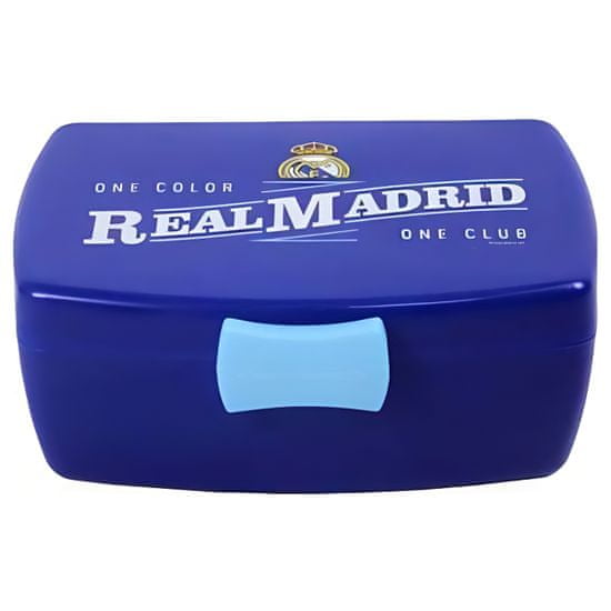 FotbalFans Box na svačinu Real Madrid FC, modrý s klipem