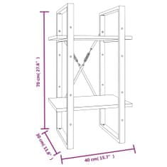 Vidaxl Knihovna se 2 policemi kouřový dub 40x30x70 cm kompozitní dřevo