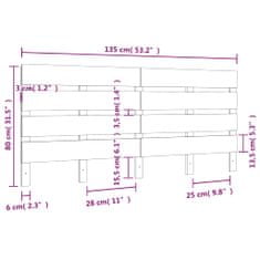 Vidaxl Čelo postele 135 x 3 x 80 cm masivní borovice