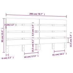 Vidaxl Čelo postele 200 x 3 x 80 cm masivní borovice