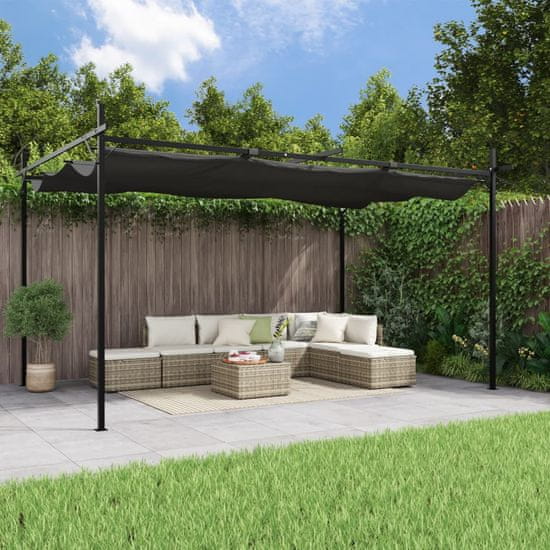 Vidaxl Pergola se zatahovací střechou antracitová 395 x 292 x 230 cm