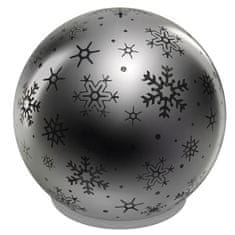 Emos Vánoční dekorace DCLW28 LED vánoční skleněná koule – vločky, 12 cm, 3x AA, vnitřní, teplá bílá, časovač