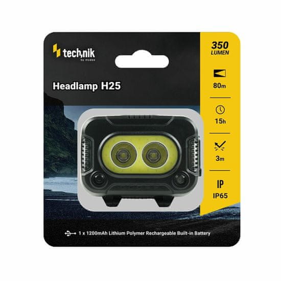 Technik MT-H25 čelovka s pogumováním, LED CREE XPG-2+LED COB, USB-C, červené světlo, stroboskop