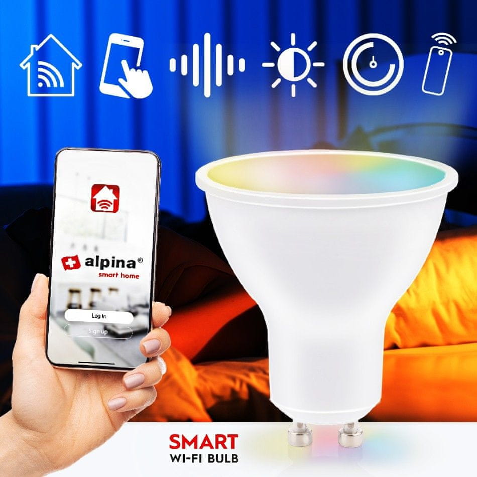 Alpina Chytrá žárovka LED RGB WIFI bílá + barevná GU10