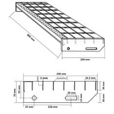 Vidaxl Schodišťový stupeň 80 x 24 x 7 cm pozinkovaná ocel