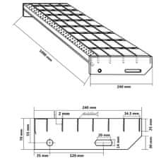 Vidaxl Schodišťový stupeň 100 x 24 x 7 cm pozinkovaná ocel