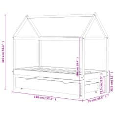 Vidaxl Rám dětské postele se zásuvkou bílý masivní borovice 70x140 cm